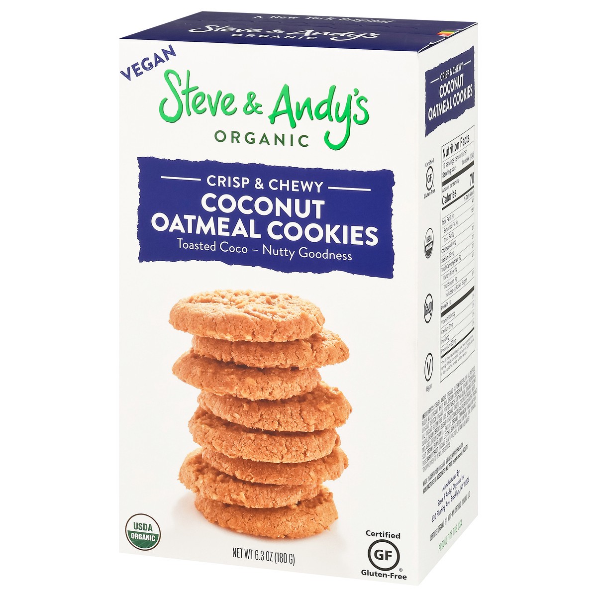 slide 13 of 15, Steve & Andy's Organic Crisp & Chewy Coconut Oatmeal Cookies 6.3 oz, 6.3 oz