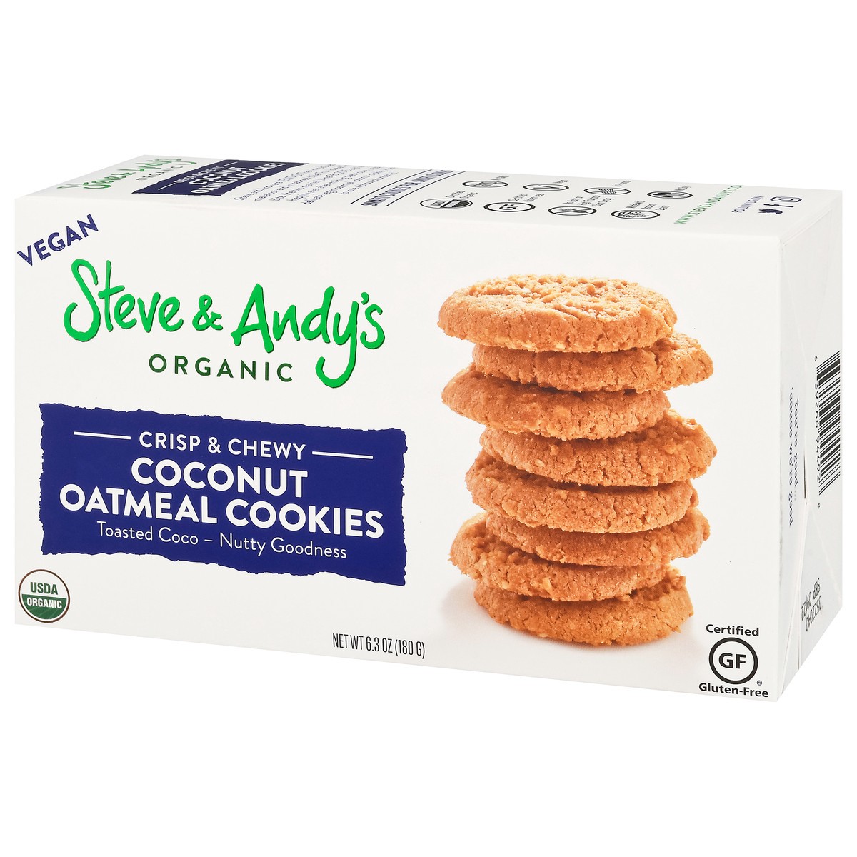 slide 7 of 15, Steve & Andy's Organic Crisp & Chewy Coconut Oatmeal Cookies 6.3 oz, 6.3 oz