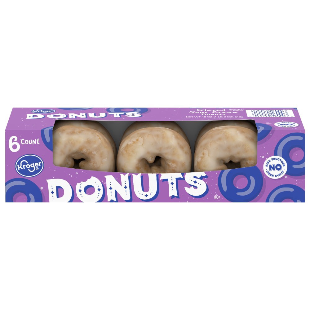 slide 3 of 3, Kroger Sour Cream Glazed Donuts, 6 ct; 18 oz