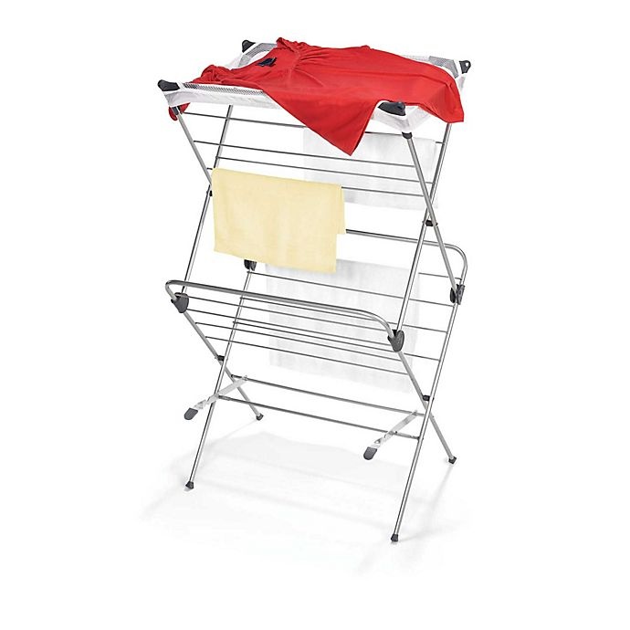 slide 1 of 3, Polder Two-Tier Clothes Drying Rack with Mesh Cover, 1 ct