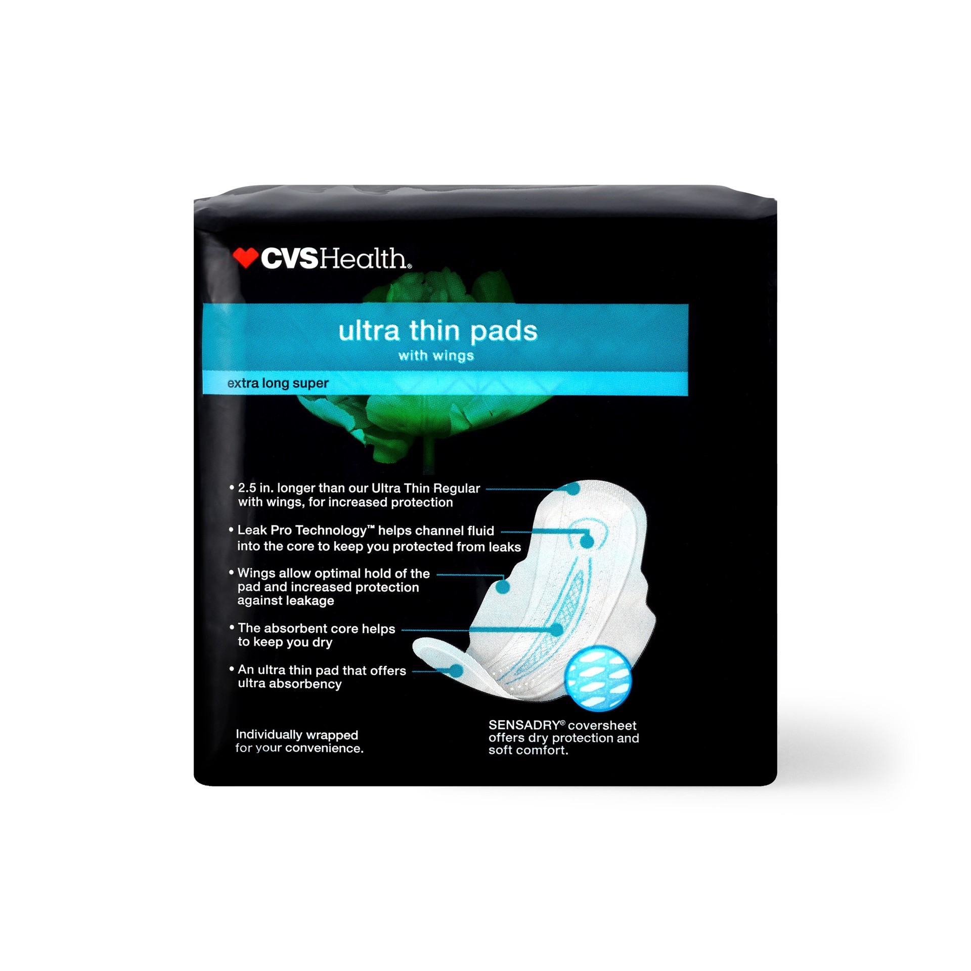 slide 2 of 7, Cvs Ultra Thin Pads With Wings, Extra Long Super, 14 Ct, 14 ct