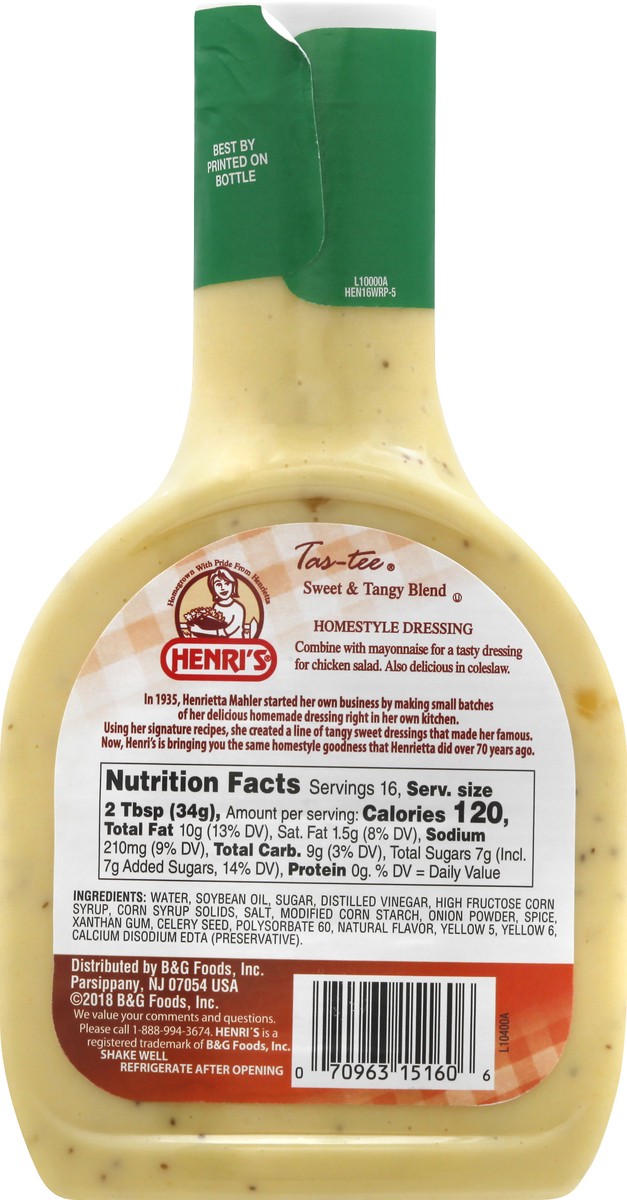 slide 11 of 13, Henri's Sweet & Tangy Blend Tas-tee Homestyle Dressing, 16 fl oz, 16 oz