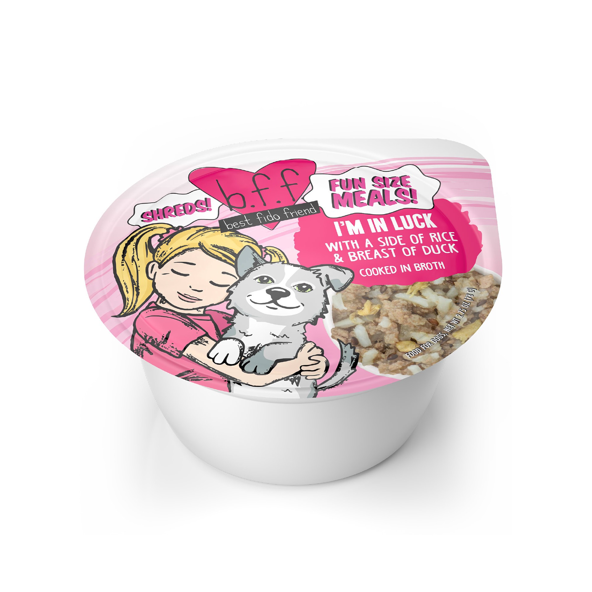 slide 1 of 1, B.F.F. Dog Fun Size Meals! I'm in Luck with a side of Rice & Breast of Duck in Broth Wet Dog Food, 2.75 oz., 2.75 oz