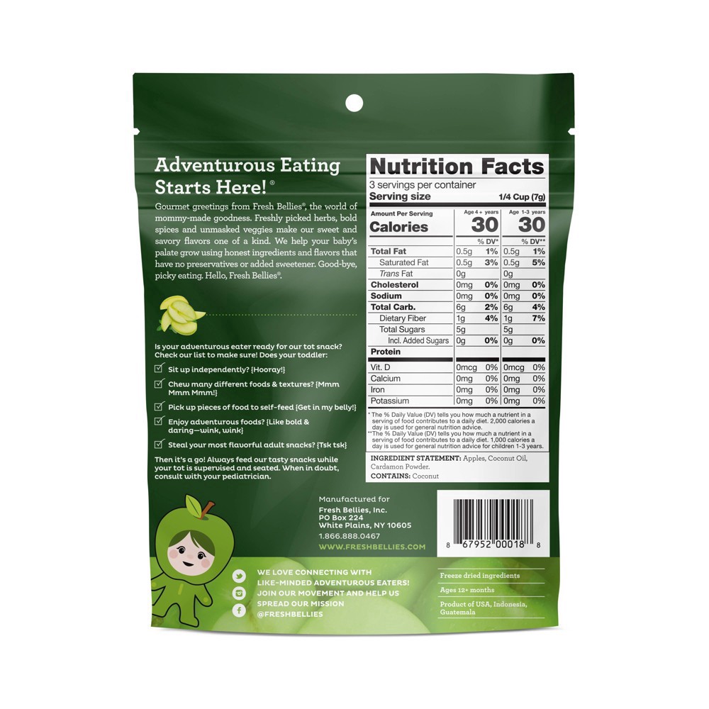 slide 3 of 9, Fresh Bellies Apple Cardamom Freeze Dried Snack, 0.75 oz