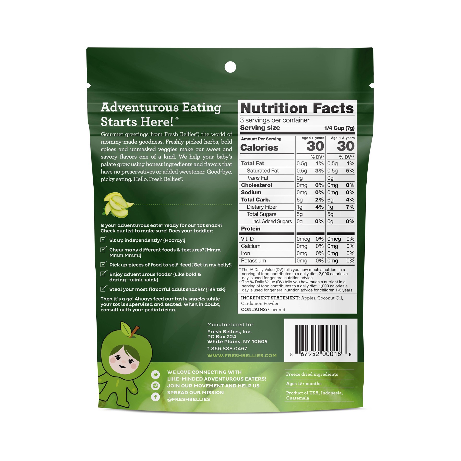 slide 6 of 9, Fresh Bellies Apple Cardamom Freeze Dried Snack, 0.75 oz