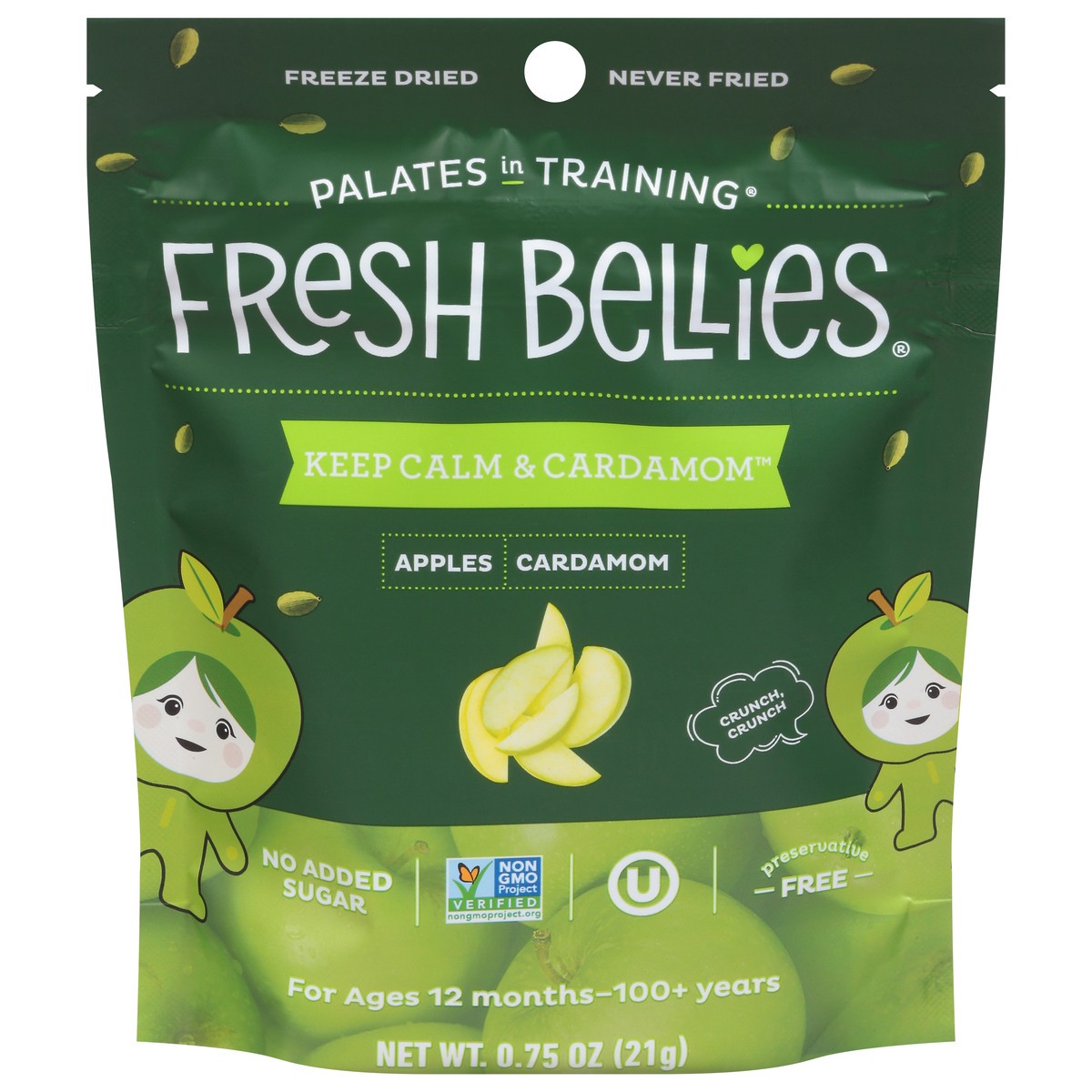 slide 1 of 9, Fresh Bellies Apple Cardamom Freeze Dried Snack, 0.75 oz