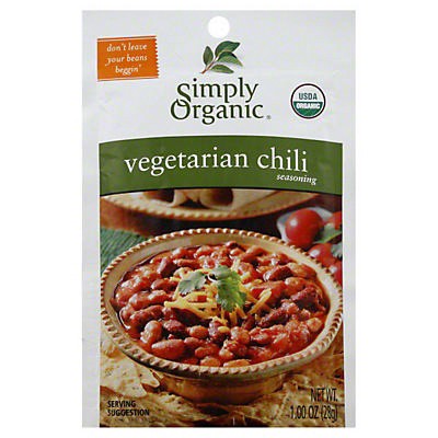 slide 1 of 1, Simply Organic Seasoning Mix, Vegetarian Chili, 1 oz