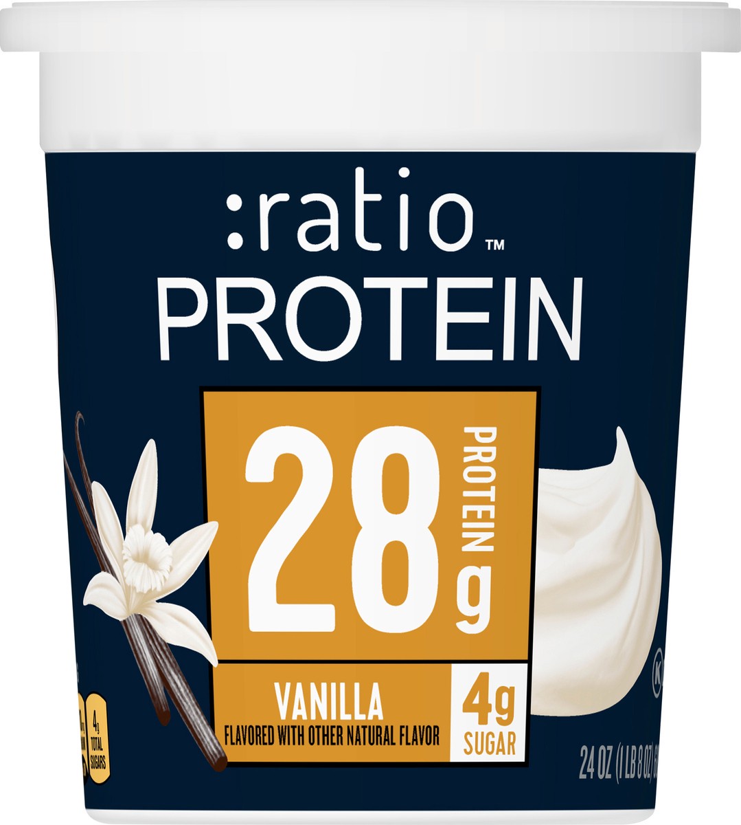 slide 5 of 9, :ratio Protein Vanilla Yogurt Cultured Dairy Snack, 24 OZ, 24 oz