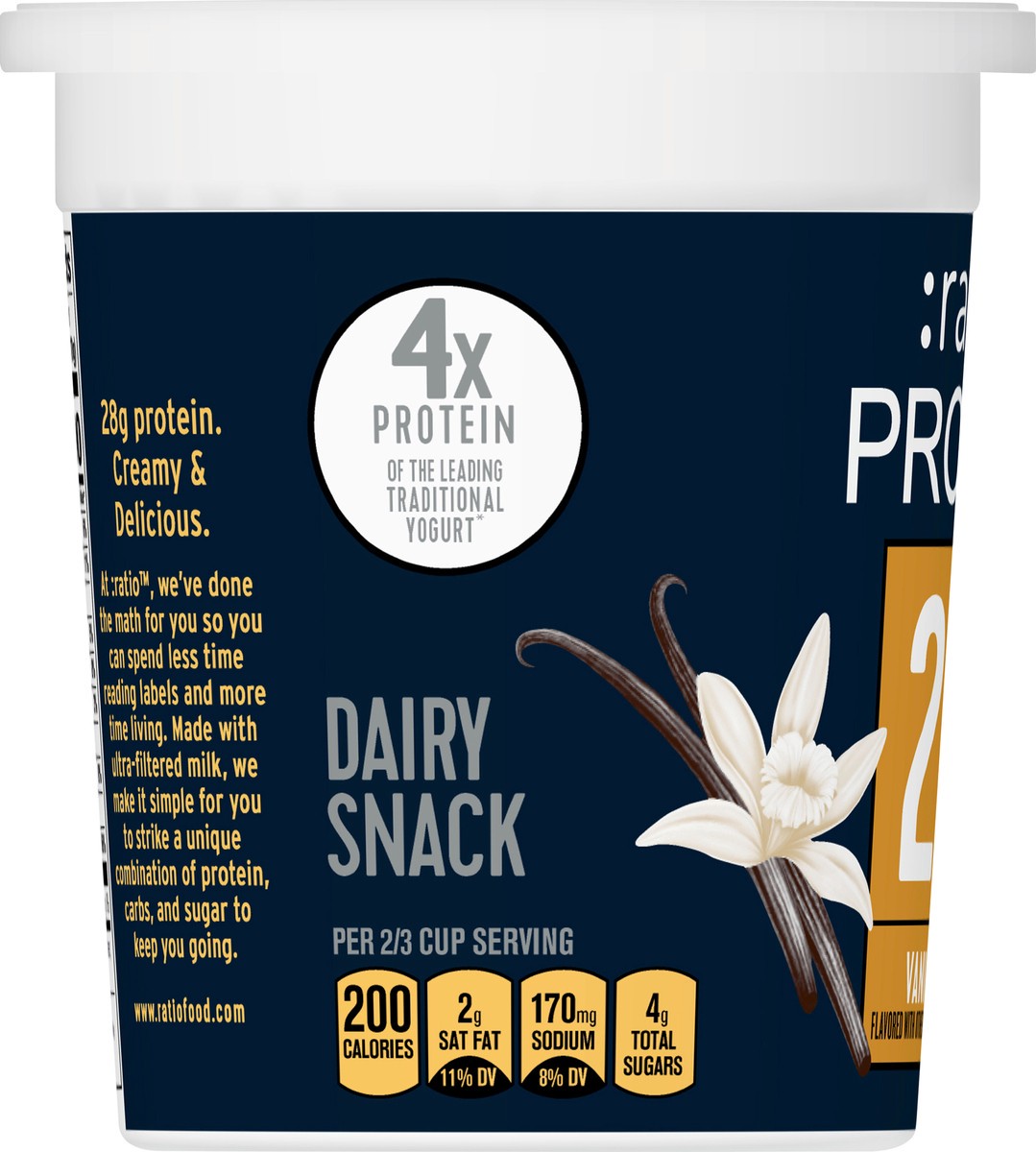 slide 6 of 9, :ratio Protein Vanilla Yogurt Cultured Dairy Snack, 24 OZ, 24 oz