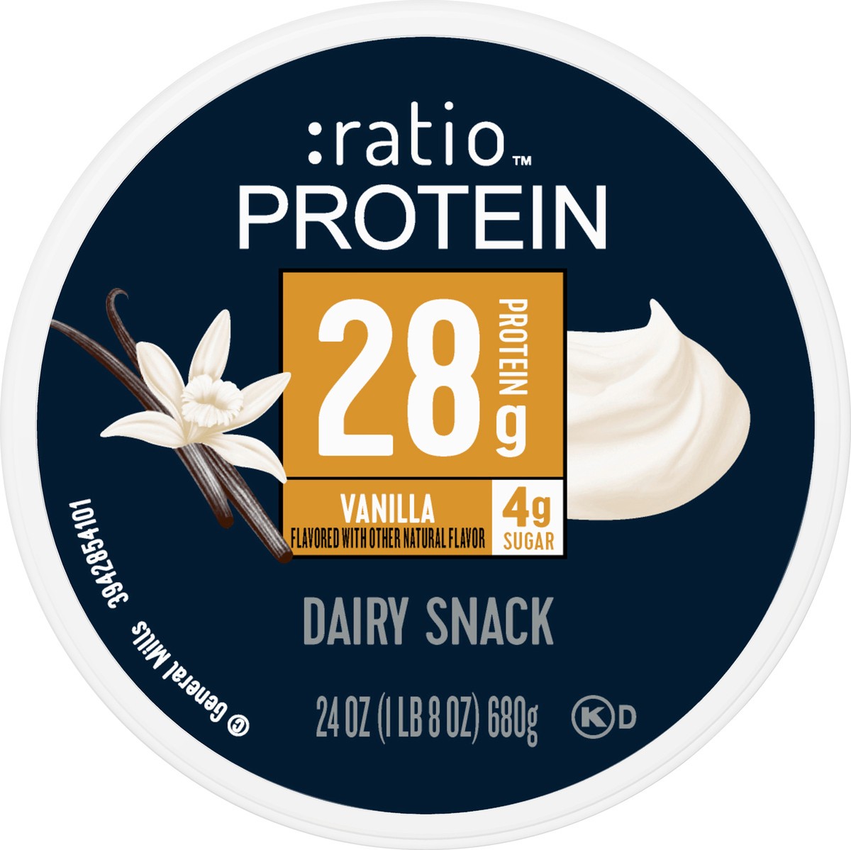 slide 8 of 9, :ratio Protein Vanilla Yogurt Cultured Dairy Snack, 24 OZ, 24 oz