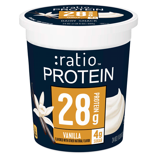 slide 1 of 1, :ratio Protein Dairy Snack, Low Sugar, Vanilla, 24 oz