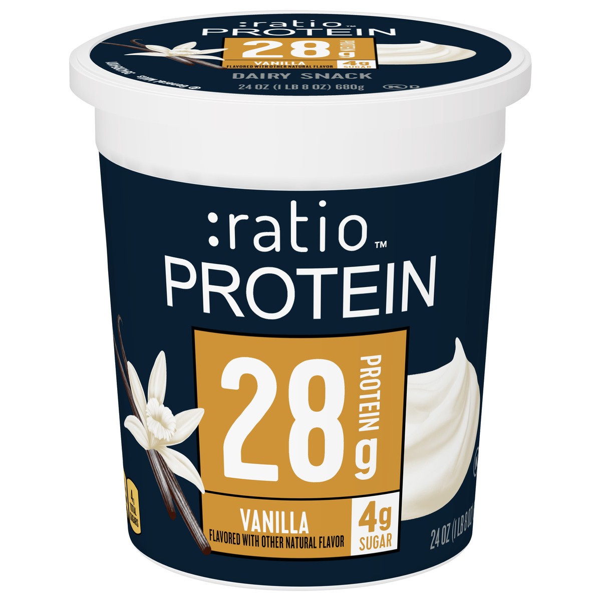 slide 1 of 9, :ratio Protein Vanilla Yogurt Cultured Dairy Snack, 24 OZ, 24 oz