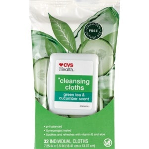 slide 1 of 1, CVS Health Cleansing Cloths, Green Tea & Cucumber, 32 ct