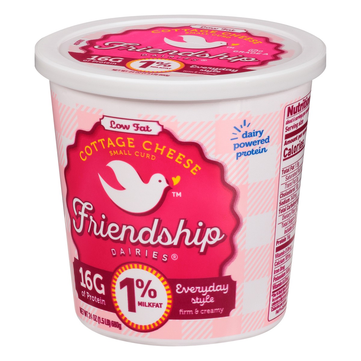 slide 6 of 12, Friendship Dairies Low Fat 1% Milkfat Everyday Style Small Curd Cottage Cheese 24 oz, 24 oz