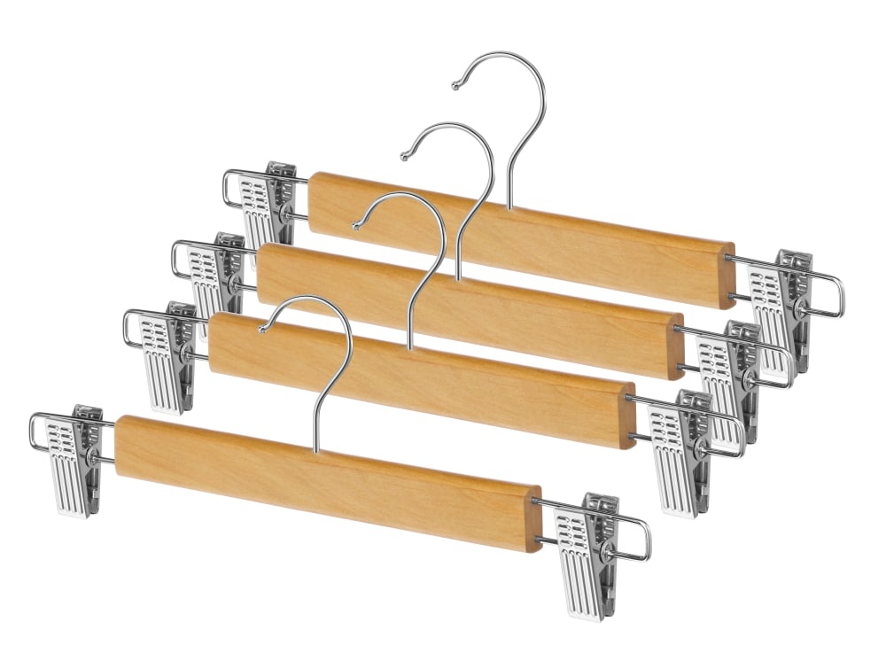 slide 1 of 1, Whitmor Natural Wood Skirt Hangers, 4 ct