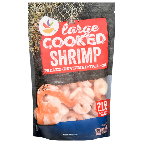 slide 1 of 1, Giant Cooked Tail-On Peeled Large Shrimp 31-40 ct per lb Frozen, 40 ct; 2 lb