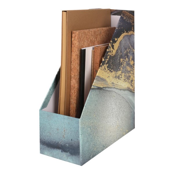 slide 4 of 9, Realspace® 4-Piece Desk Accessory Set, Blue/Gold Marble, 4 pc