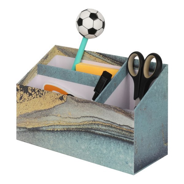 slide 2 of 9, Realspace® 4-Piece Desk Accessory Set, Blue/Gold Marble, 4 pc