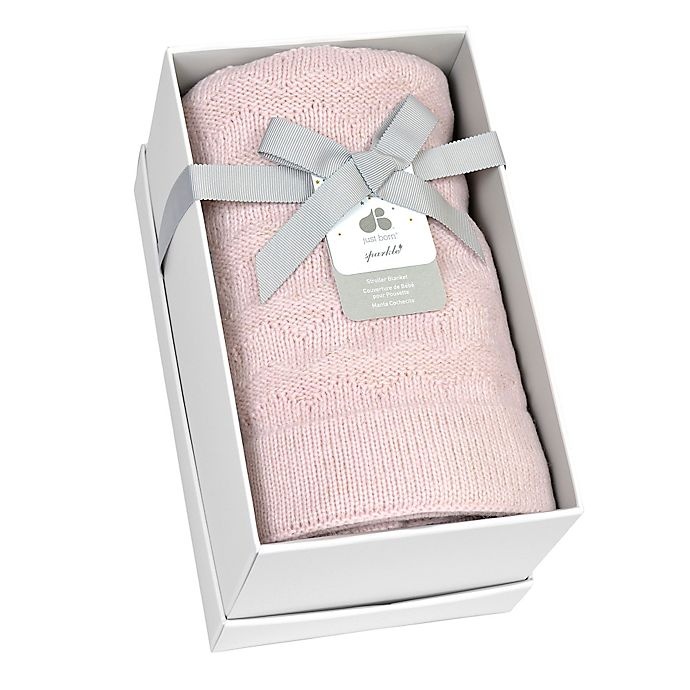 slide 2 of 4, Just Born Sparkle Chevron Sweater Knit Blanket - Pink, 1 ct