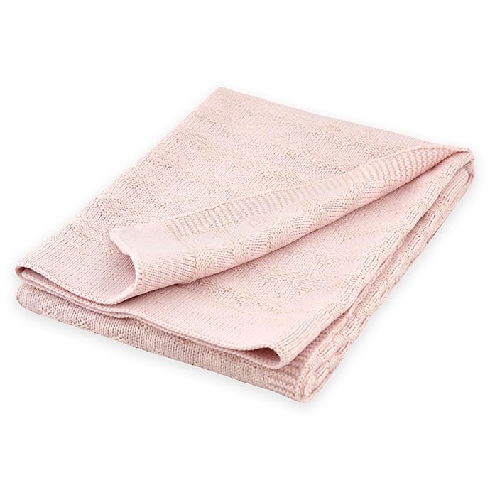 slide 1 of 4, Just Born Sparkle Chevron Sweater Knit Blanket - Pink, 1 ct