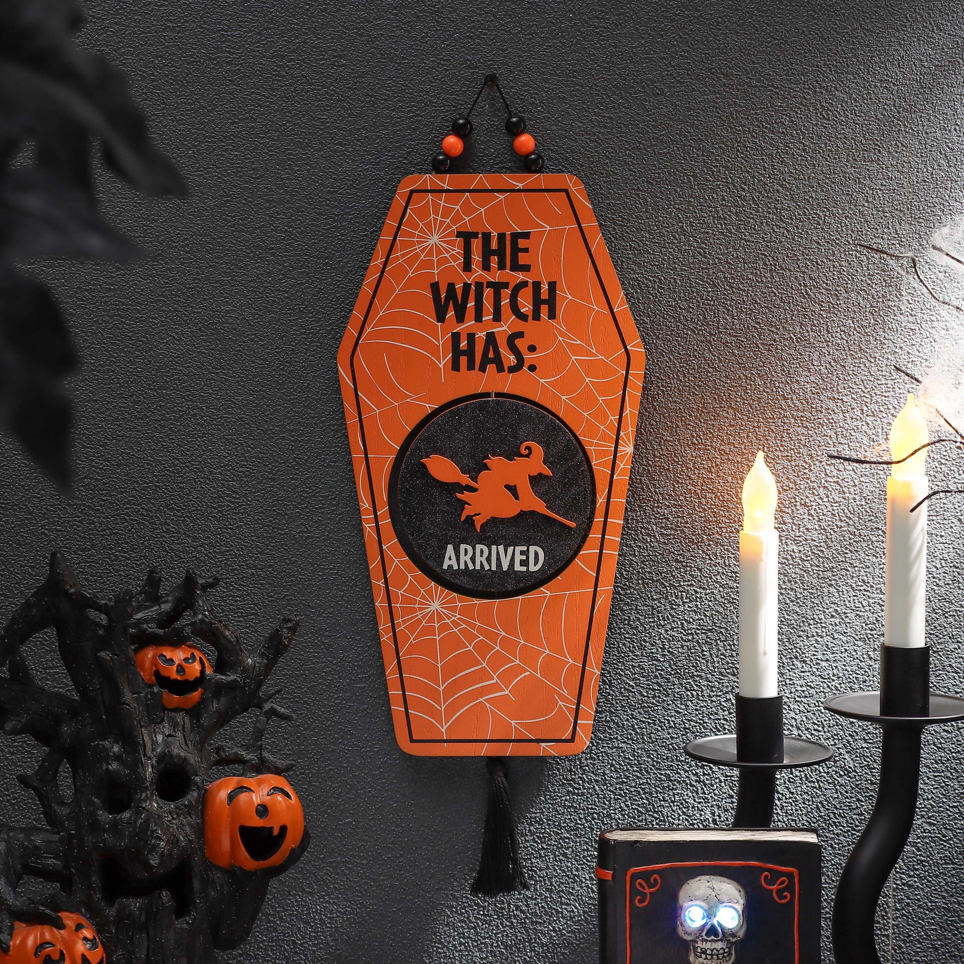 slide 3 of 8, 17.5" Hanging Reversible Witch Coffin Sign By Ashland, 6.6 in x 0.6 in x 17.5 in