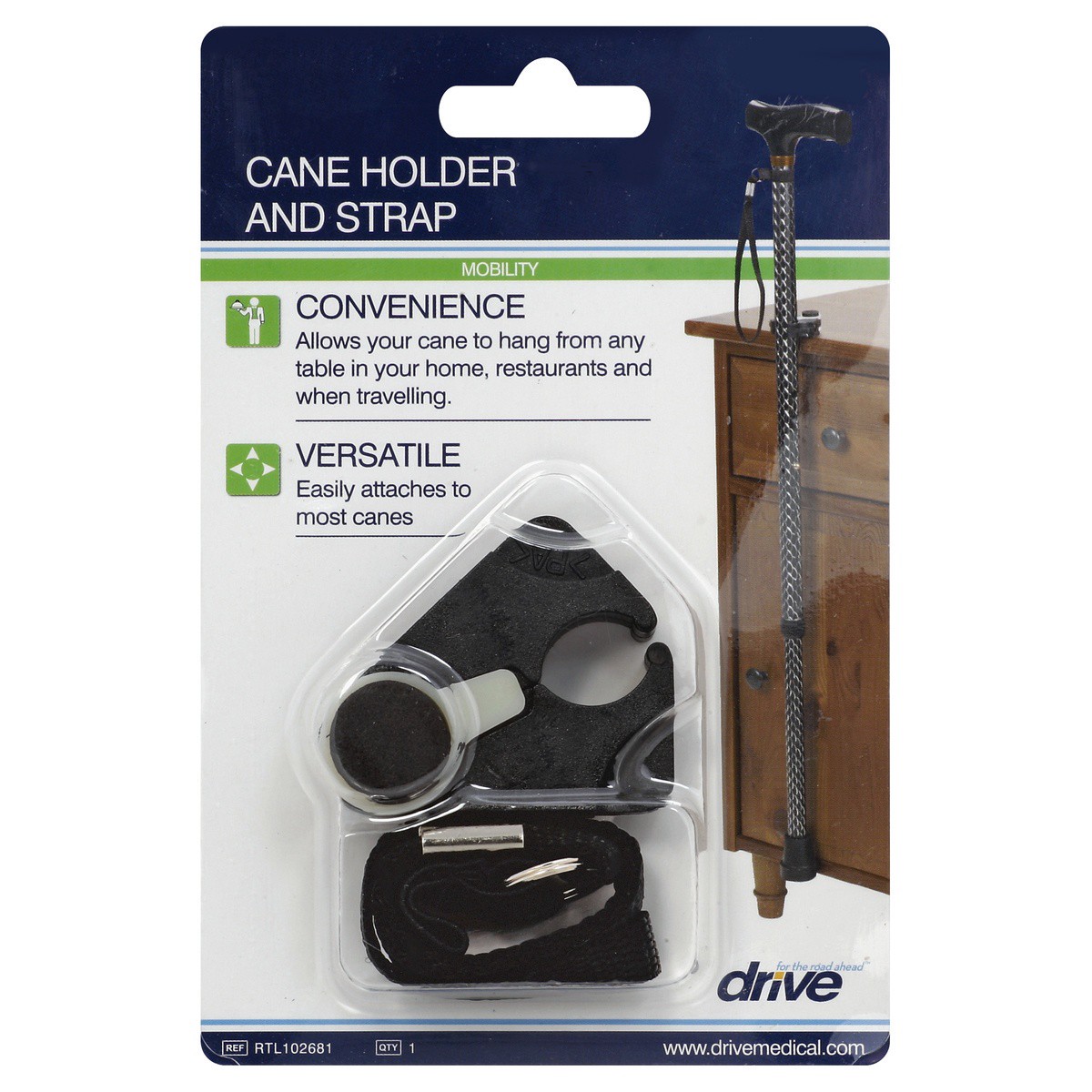 slide 1 of 2, Drive Medical Cane Holder W/ Strap, 