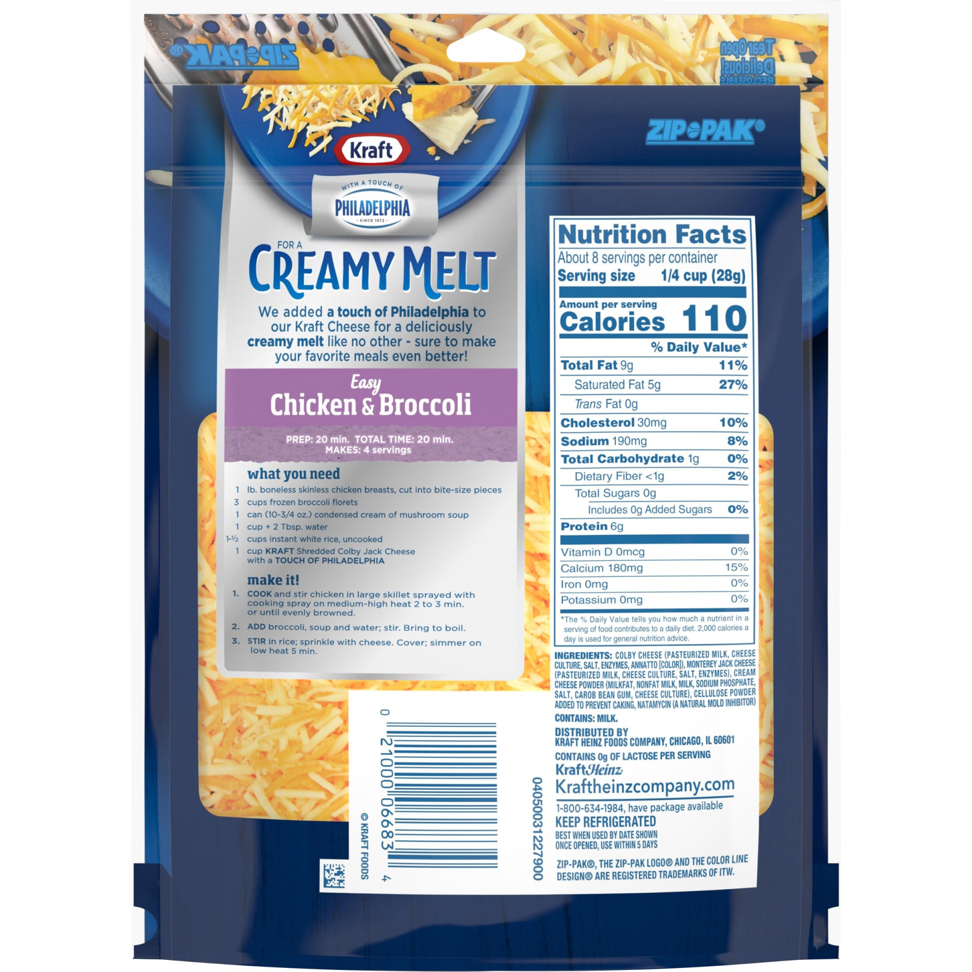 Kraft Colby Jack Shredded Cheese with a Touch of Philadelphia for a