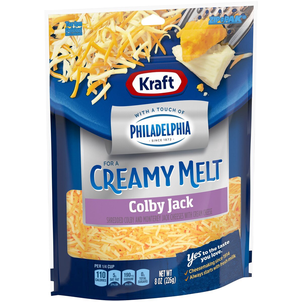 slide 9 of 9, Kraft Colby Jack Shredded Cheese with a Touch of Philadelphia for a Creamy Melt, 8 oz Bag, 8 oz