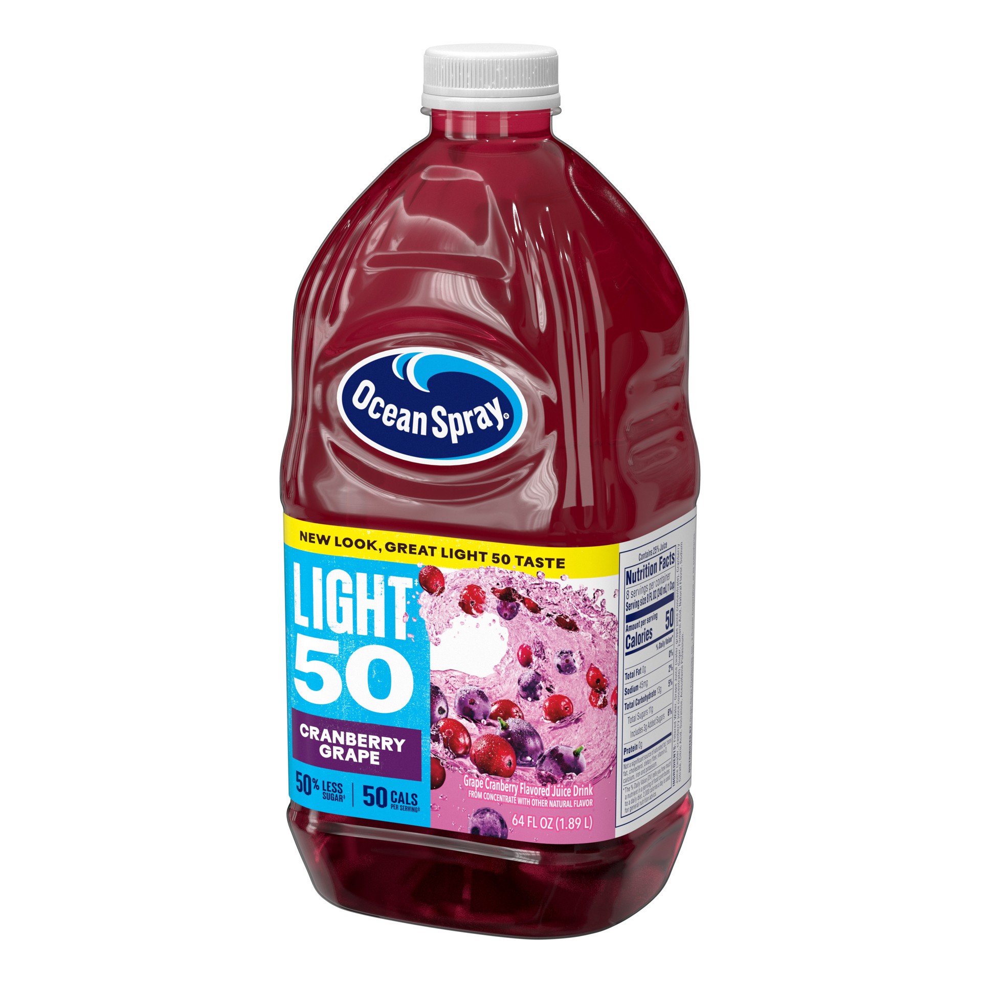 slide 3 of 6, Ocean Spray Light‡ 50 Cran-Grape ™ Cranberry and Grape Juice Drink, 64 fl oz