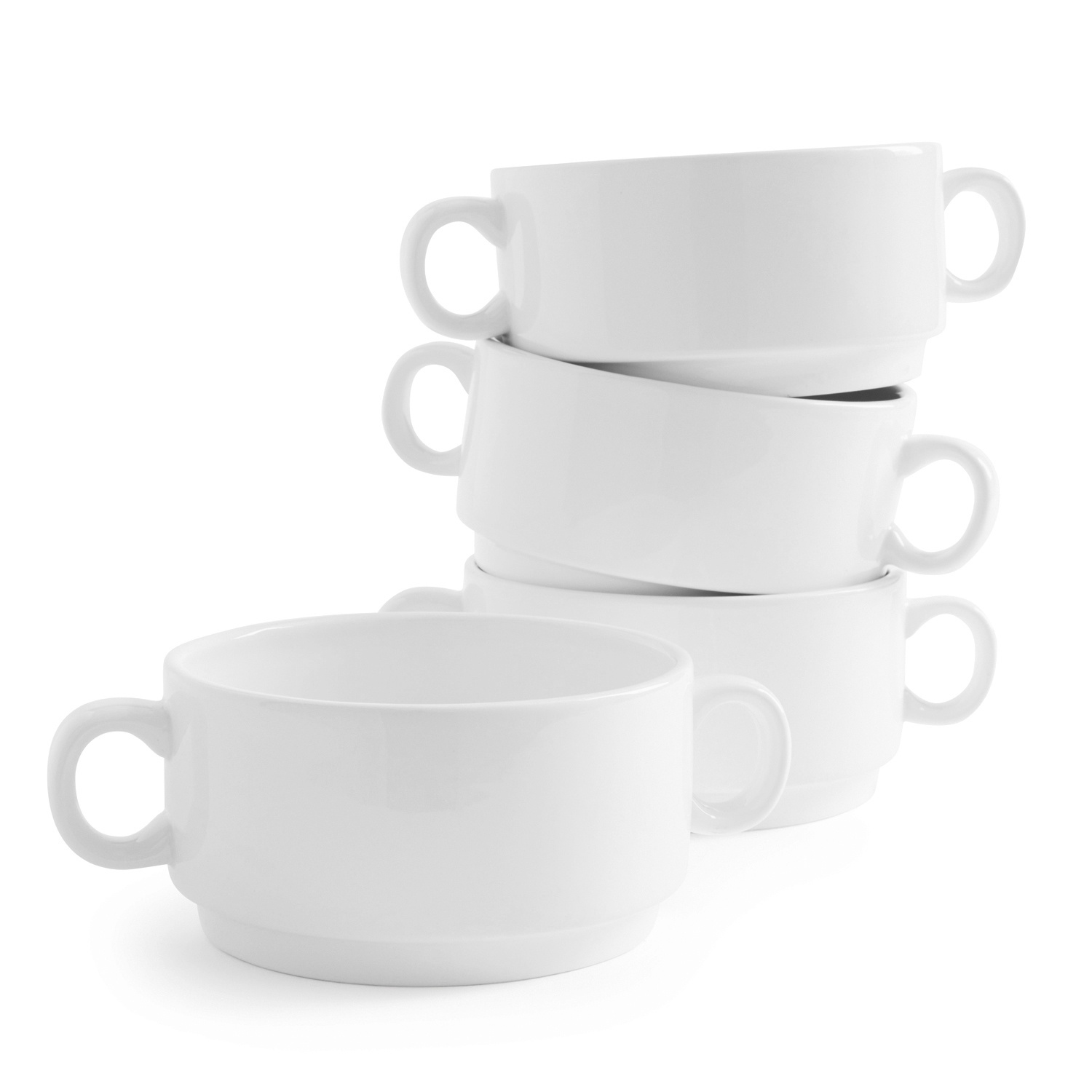 slide 1 of 1, Sur La Table Double-Handle Soup Bowls, White, 4 ct