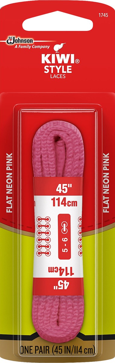 slide 3 of 3, Kiwi Neon Pink Flat Shoelaces 45", 45 in