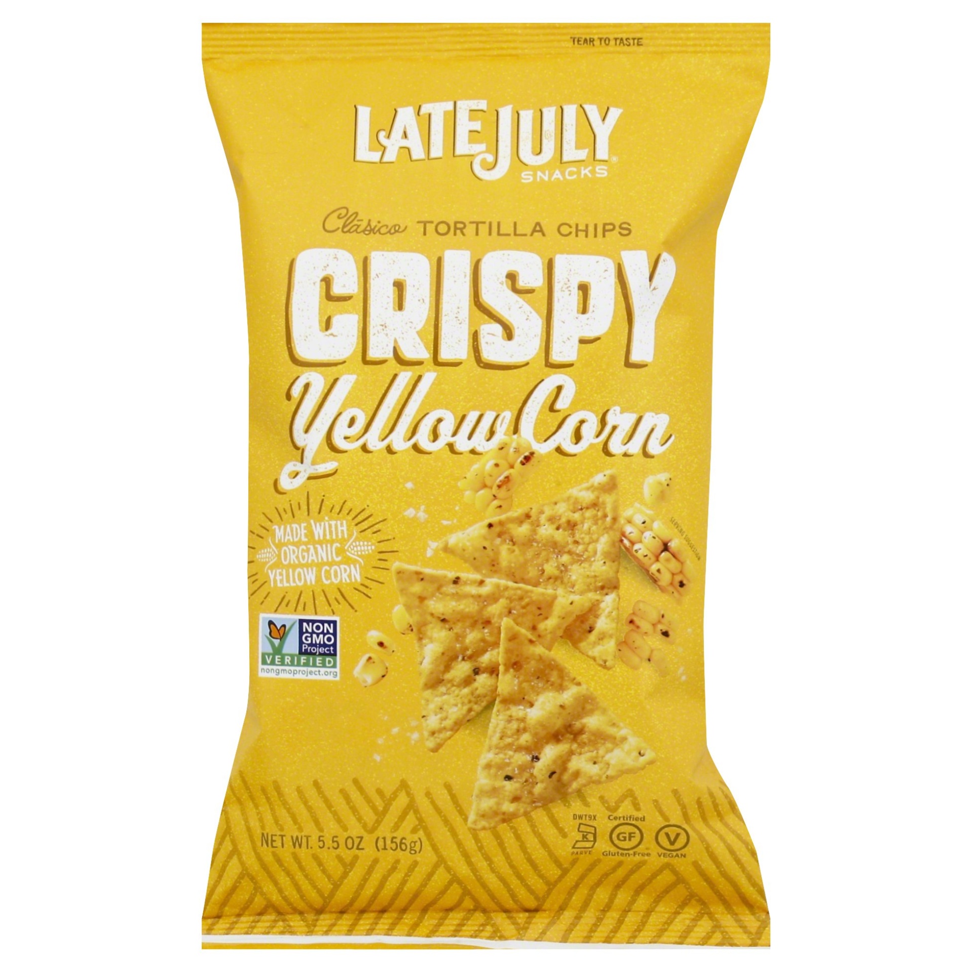 slide 1 of 5, Late July Yellow Corn Crispy Tortilla Chips, 5.5 oz