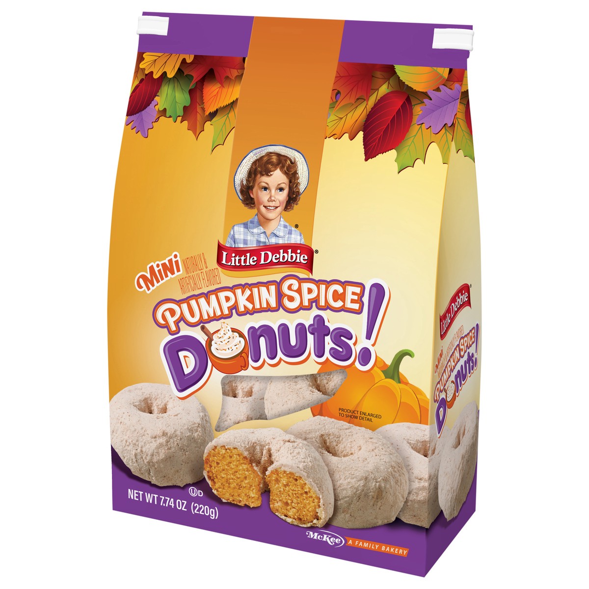 slide 2 of 4, Little Debbie Snack Cakes, Little Debbie Family Pack Pumpkin Spice Mini Donuts (bagged), 7.74 oz