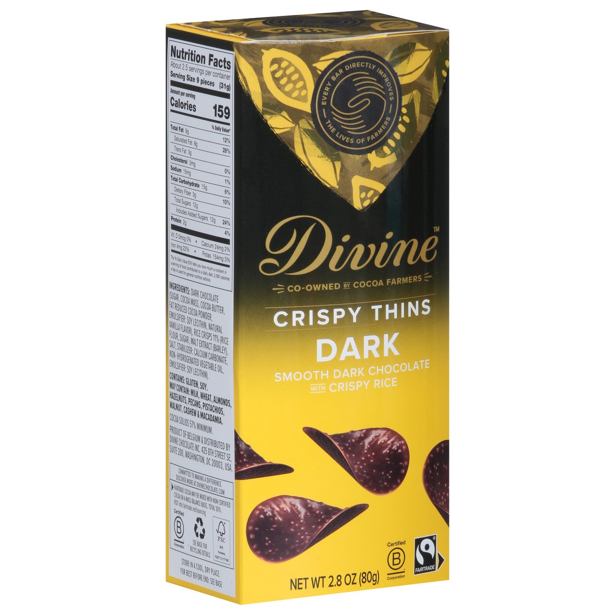 slide 13 of 15, Divine Dark Crispy Thins 2.8 oz, 2.8 oz