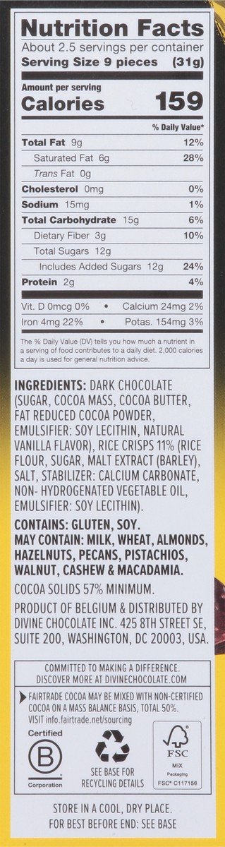 slide 11 of 15, Divine Dark Crispy Thins 2.8 oz, 2.8 oz