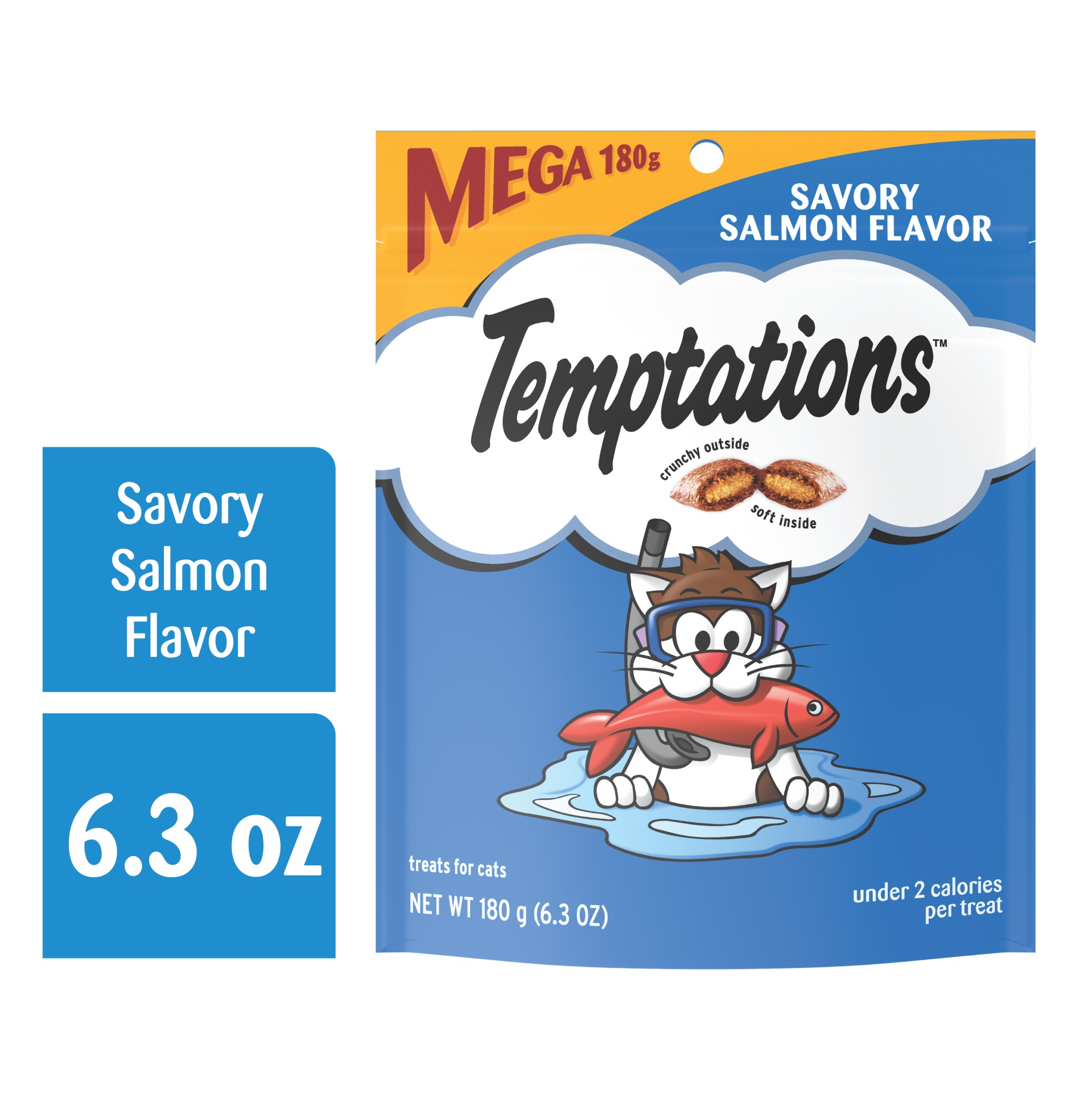 slide 6 of 7, Temptations Classic Crunchy And Soft Cat Treats Savory Salmon Flavor, 6.3 oz