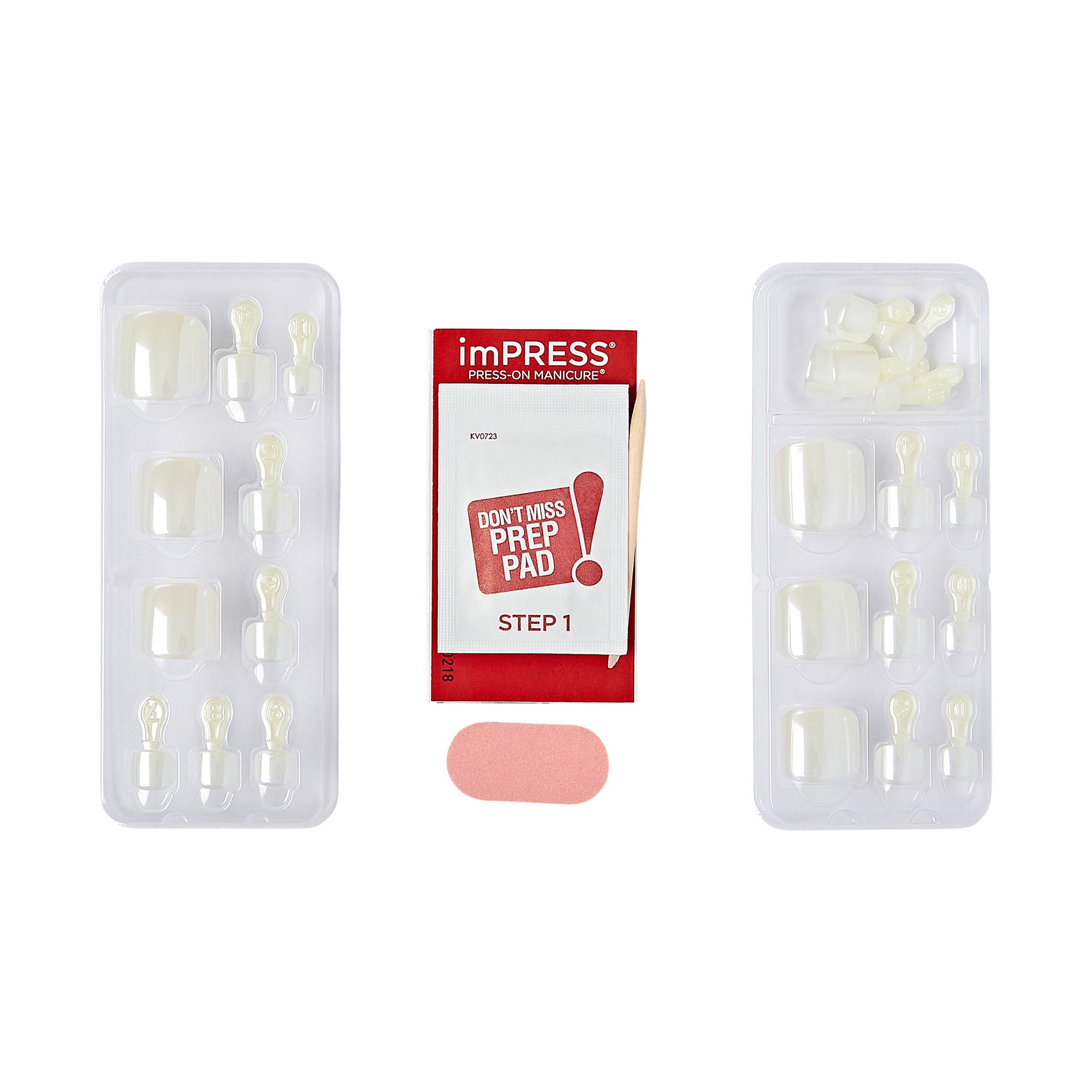 slide 5 of 5, imPRESS Premium Press-On Toenails, No Glue Needed, Glazed Donut, White Square, 27 Ct., 28 pc