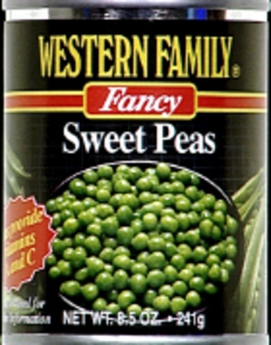 slide 1 of 1, Western Family Peas, 8.5 oz