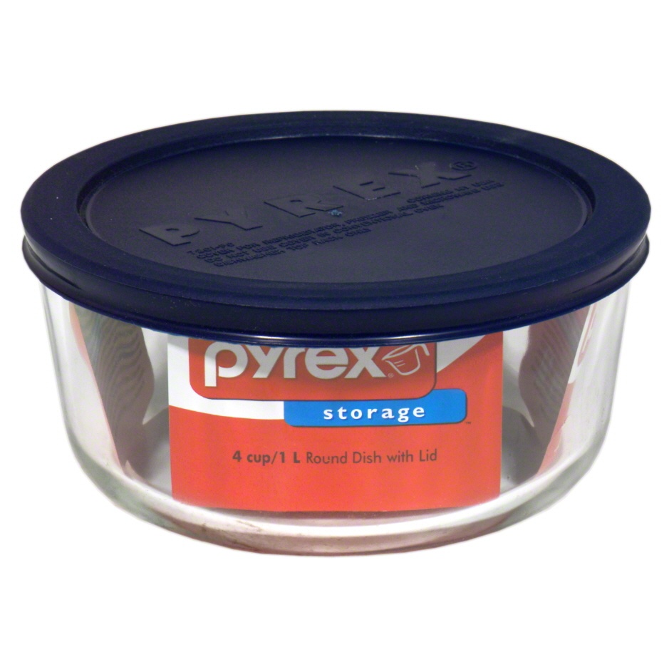 slide 1 of 1, Pyrex Round Dish With Plastic Cover, 4 cups