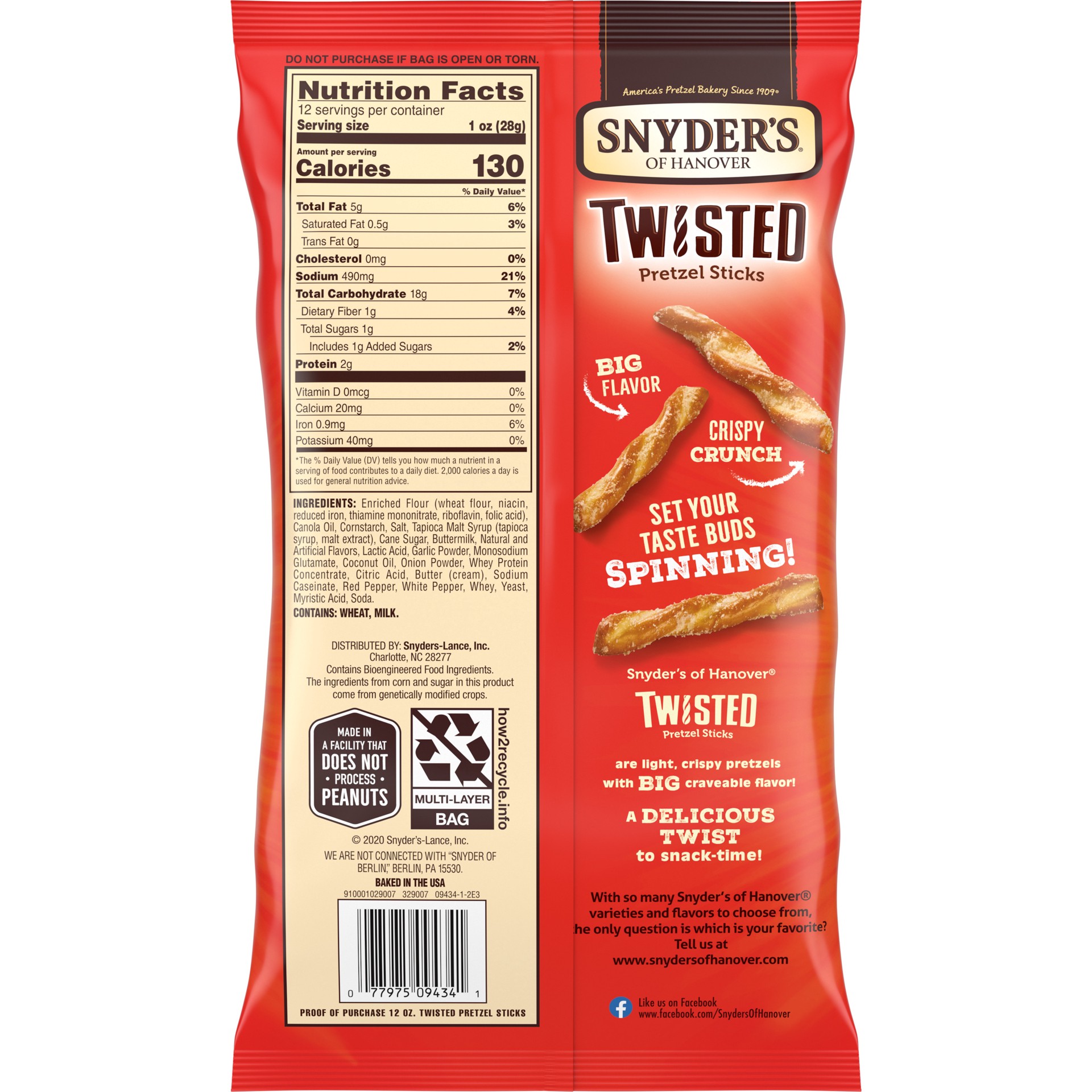 slide 5 of 5, Snyder's of Hanover, Seasoned Twisted Pretzel Sticks, 12 Oz Bag, 12 oz