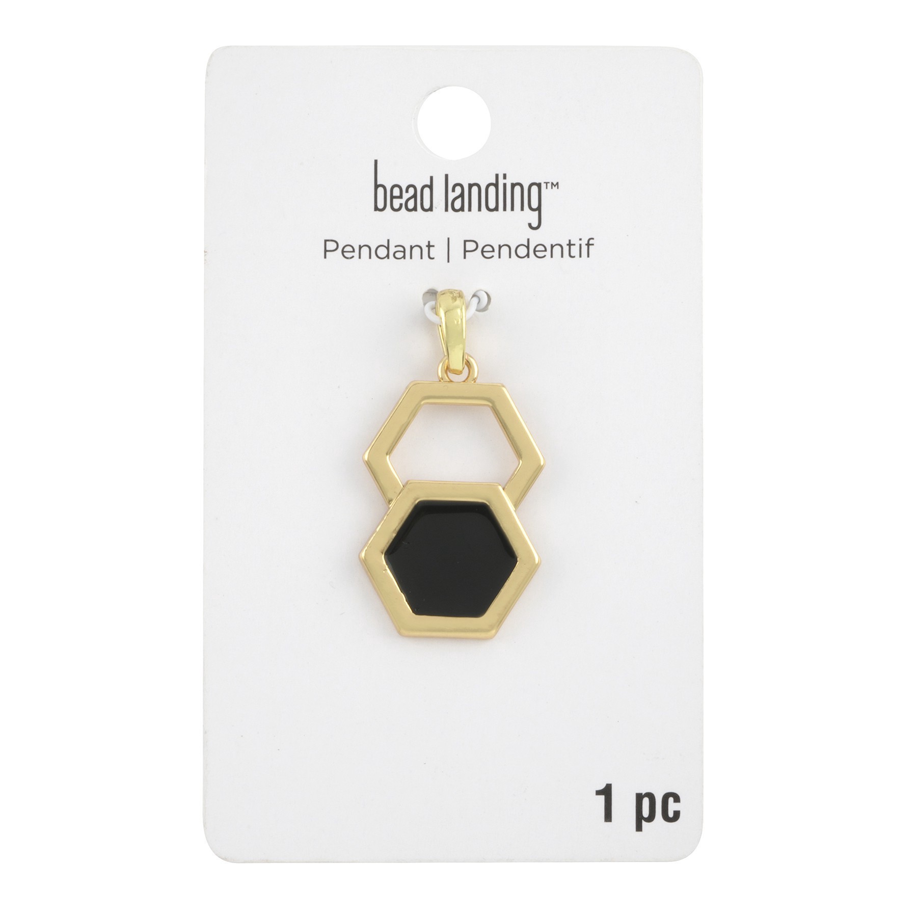slide 3 of 3, Black & Gold Double Hexagon Pendant By Bead Landing, 20 mm