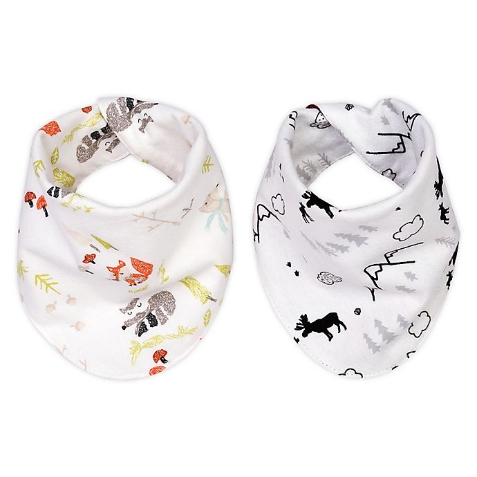 slide 1 of 5, Trend Lab Buffalo Woodland Reversible Flannel Bandana Bib Set - Red/Black, 2 ct