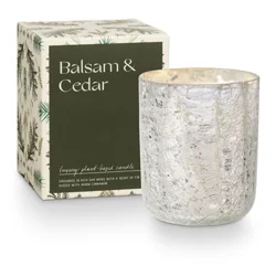 Illume 8.3oz Balsam & Cedar Small Boxed Crackle Glass Candle