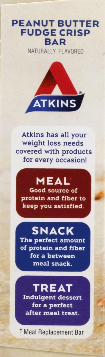 slide 5 of 9, Atkins Snack Bar, Peanut Butter Fudge Crisp, 5 ct; 1.23 oz