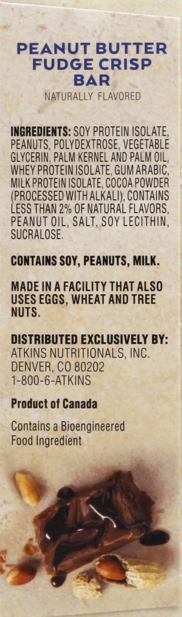 slide 7 of 9, Atkins Snack Bar, Peanut Butter Fudge Crisp, 5 ct; 1.23 oz