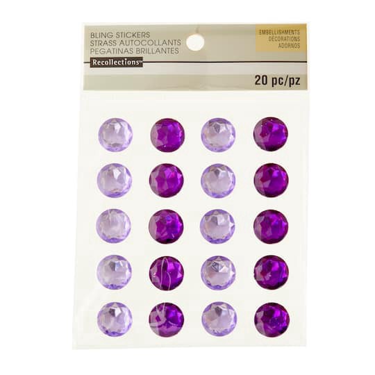 slide 1 of 3, Purple Combo Rhinestone Stickers By Recollections, 16 mm