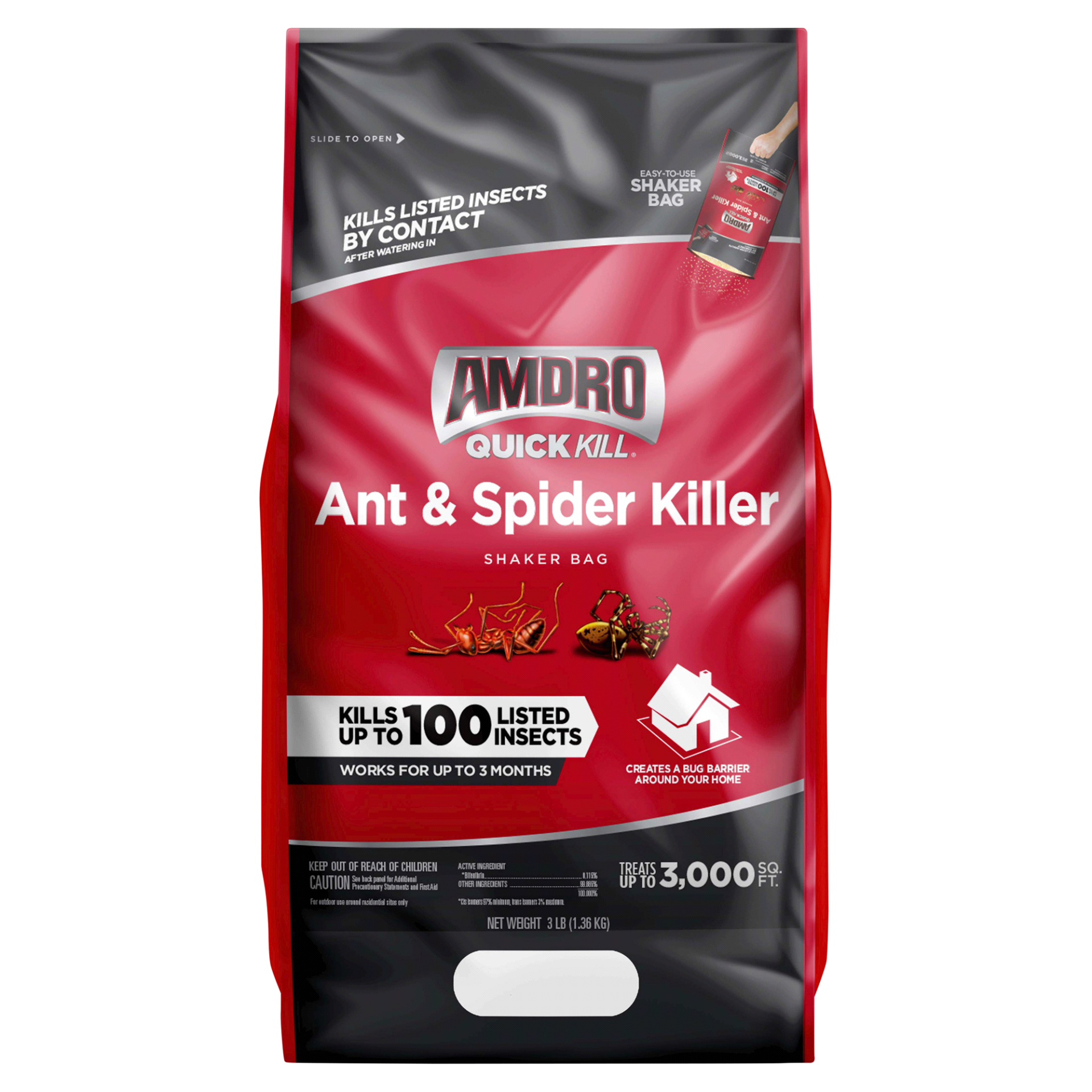 slide 1 of 1, Amdro Quick Kill Lawn Insect Killer shaker bag, 3 lb