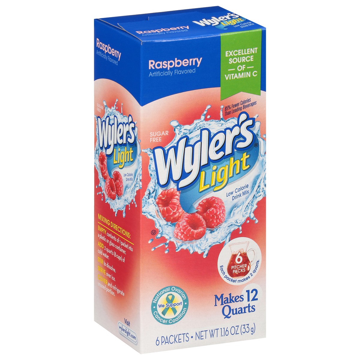 slide 6 of 12, Wyler's Light Low Calorie Raspberry Drink Mix - 6 ct, 6 ct