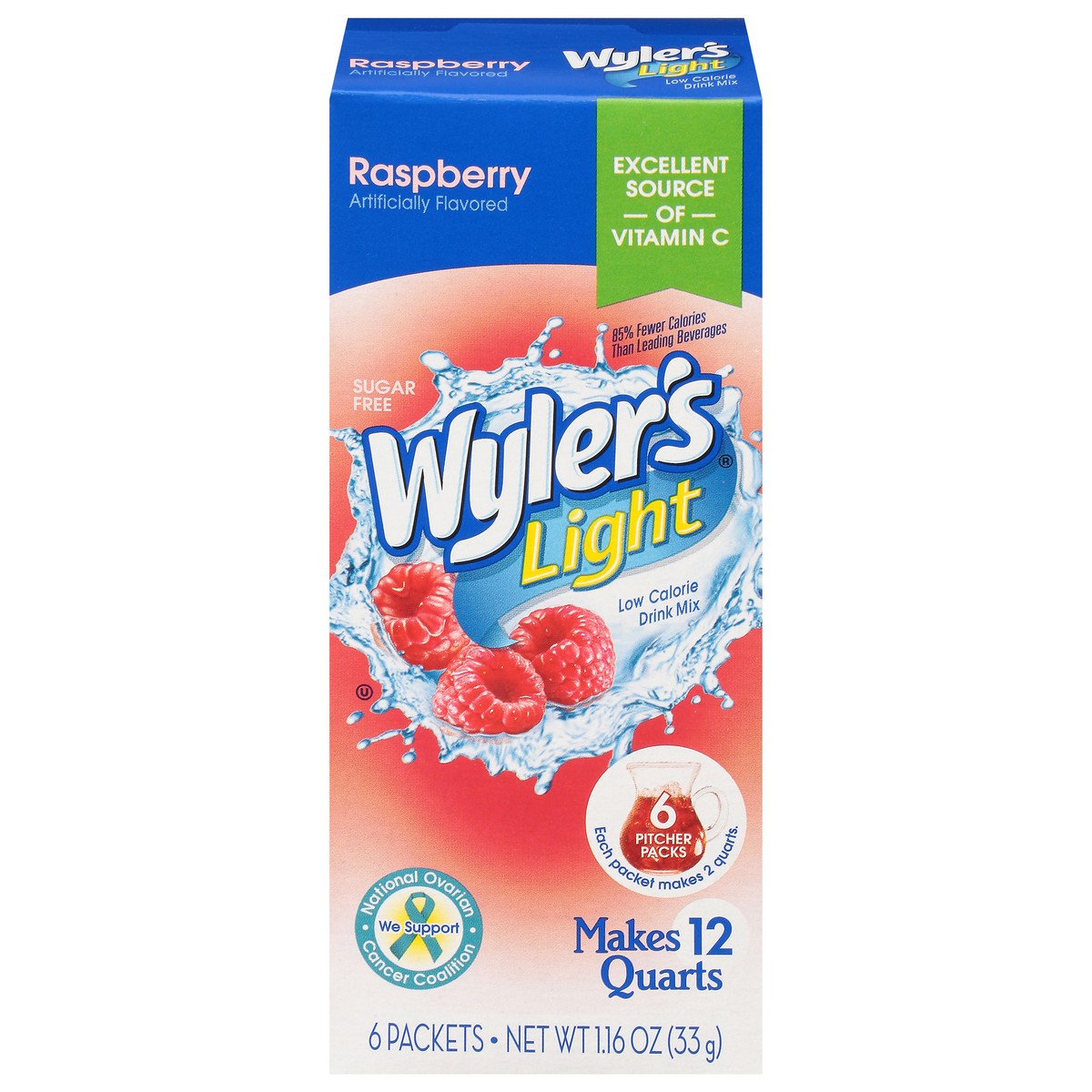 slide 1 of 12, Wyler's Light Low Calorie Raspberry Drink Mix - 6 ct, 6 ct