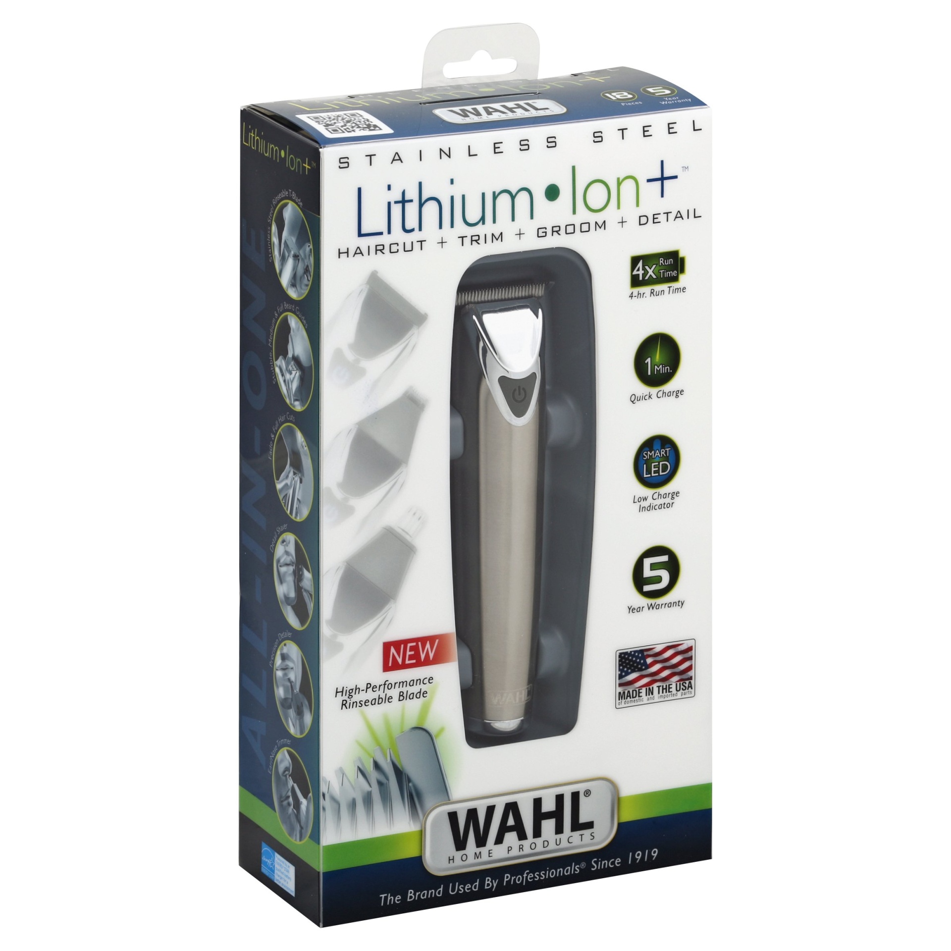 Wahl Stainless Lithium Ion Men's Multi Purpose Beard, Facial Trimmer And Total Body Groomer - 9818 1 ct | Shipt